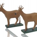 Folk art deers sculptures, carving signed Michel Dusablon  - 1