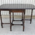 Antique turned legs table with 2 panels  - 2