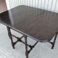 Antique turned legs table with 2 panels  - 3