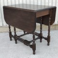 Antique turned legs table with 2 panels  - 7