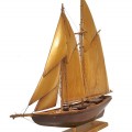 Voilier miniature, goélette, bateau avec voiles en bois  - 6